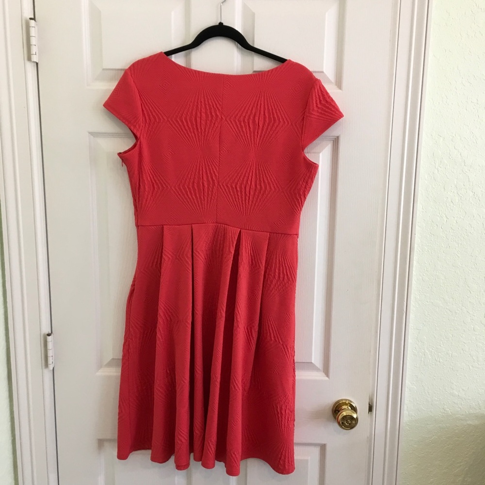 Sangria Size 14 Coral/Orange Fit & Flair Dress - Picture 3 of 5